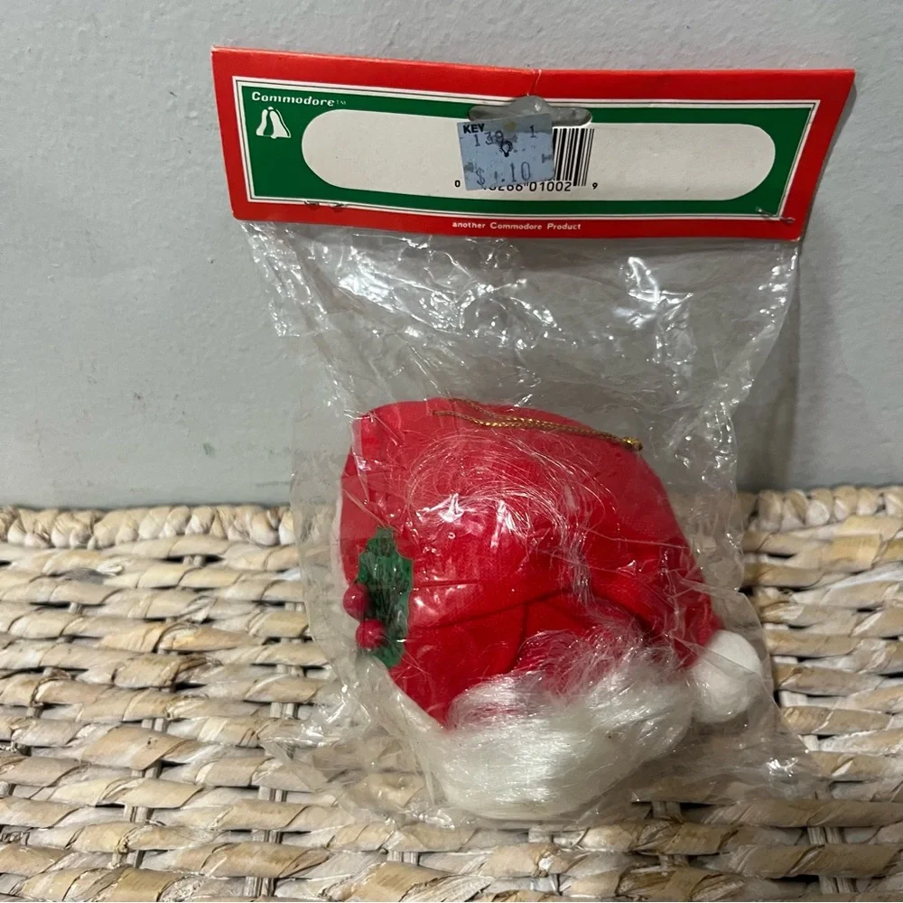 VTG Santa Claus Head Rubber Plastic Doll Christmas Ornament Holly‎ Holiday KMART